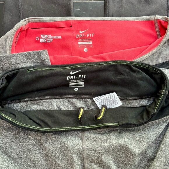 Nike dri-fit 3/4 length running leggings 2 pair women’s gray black size M - Picture 3 of 3